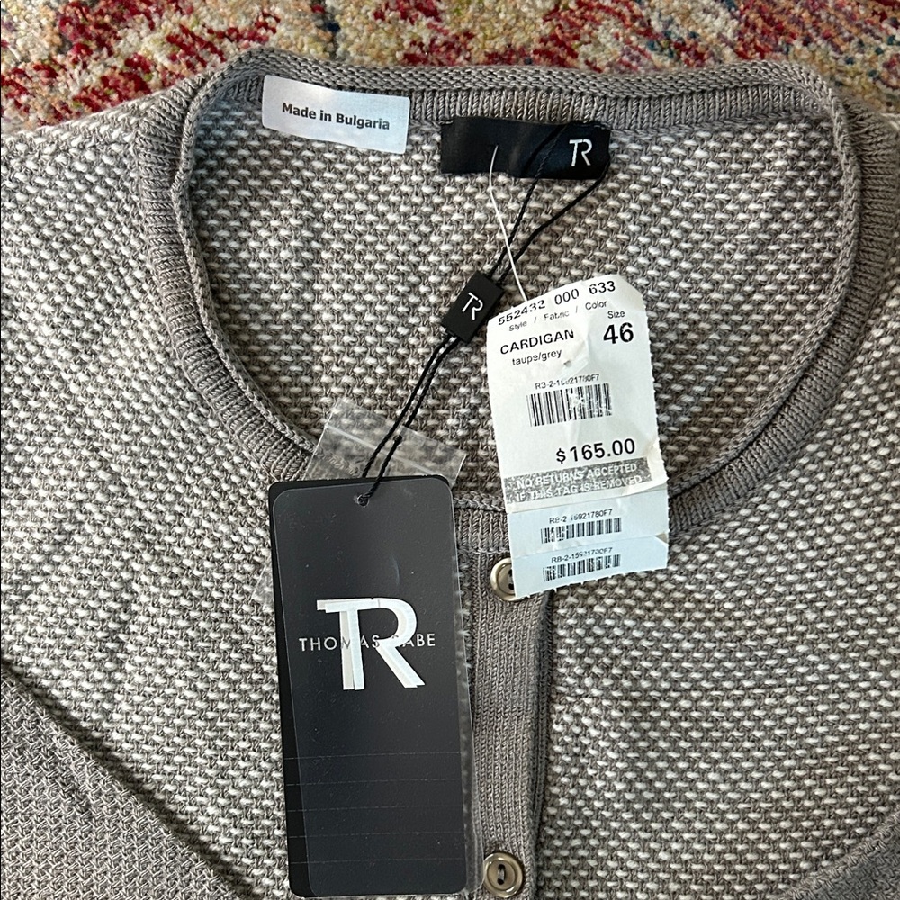 Thomas Rabe Taupe/Gray Textured Cardigan - Picture 2 of 5